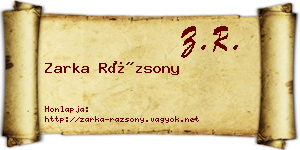 Zarka Rázsony névjegykártya